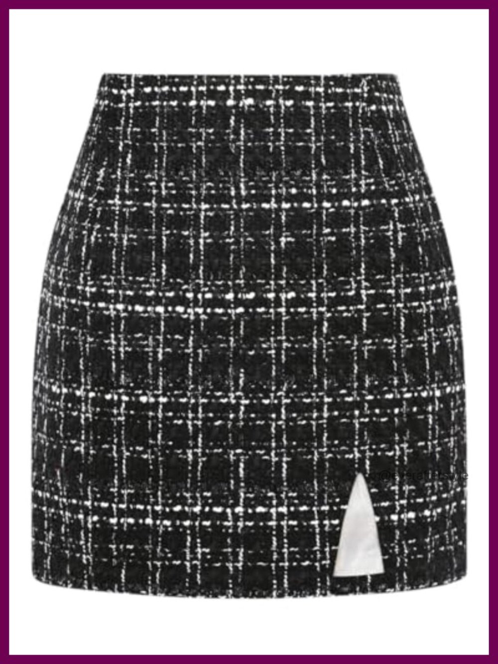 High Waisted Plaid Mini Pencil Skirt with Slit Wool Blend Fall Winter Workwear